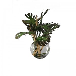 Bayou Breeze Monstera Leaves and Driftwood in Moon Vase DFHE1016